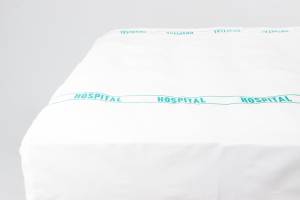 Sheet Flat Hospital Long Single Flat White with Green Print