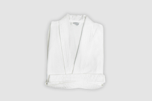 Waffle Bath Robe With Collar 380 gsm White
